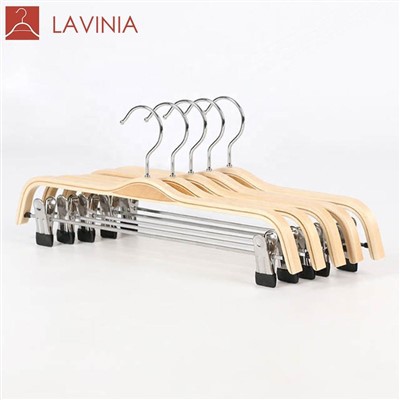 Umeraș pentru pantaloni din lemn îndoit laminat cu cleme